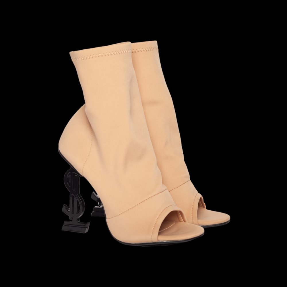 New Direct from Manufacturer! peep toe high-heeled booties in nude